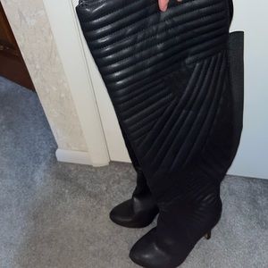 Sexy over the knee quilted leather boot